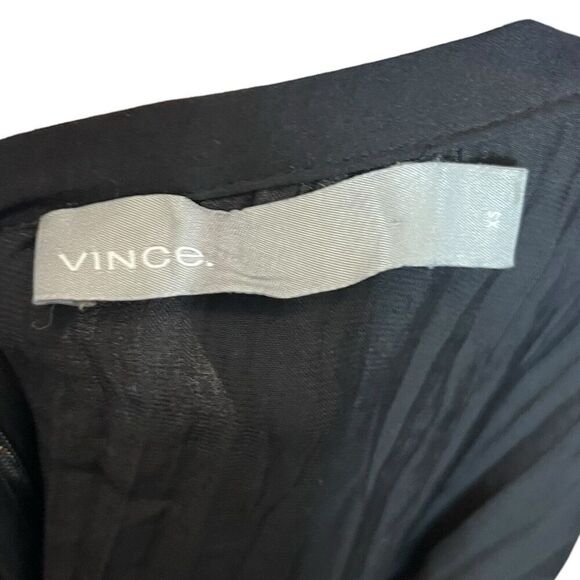 Vince Pleated Midi Skirt Women’s Size XS Black Tie Front Gathered Waist Flowy - Picture 8 of 11